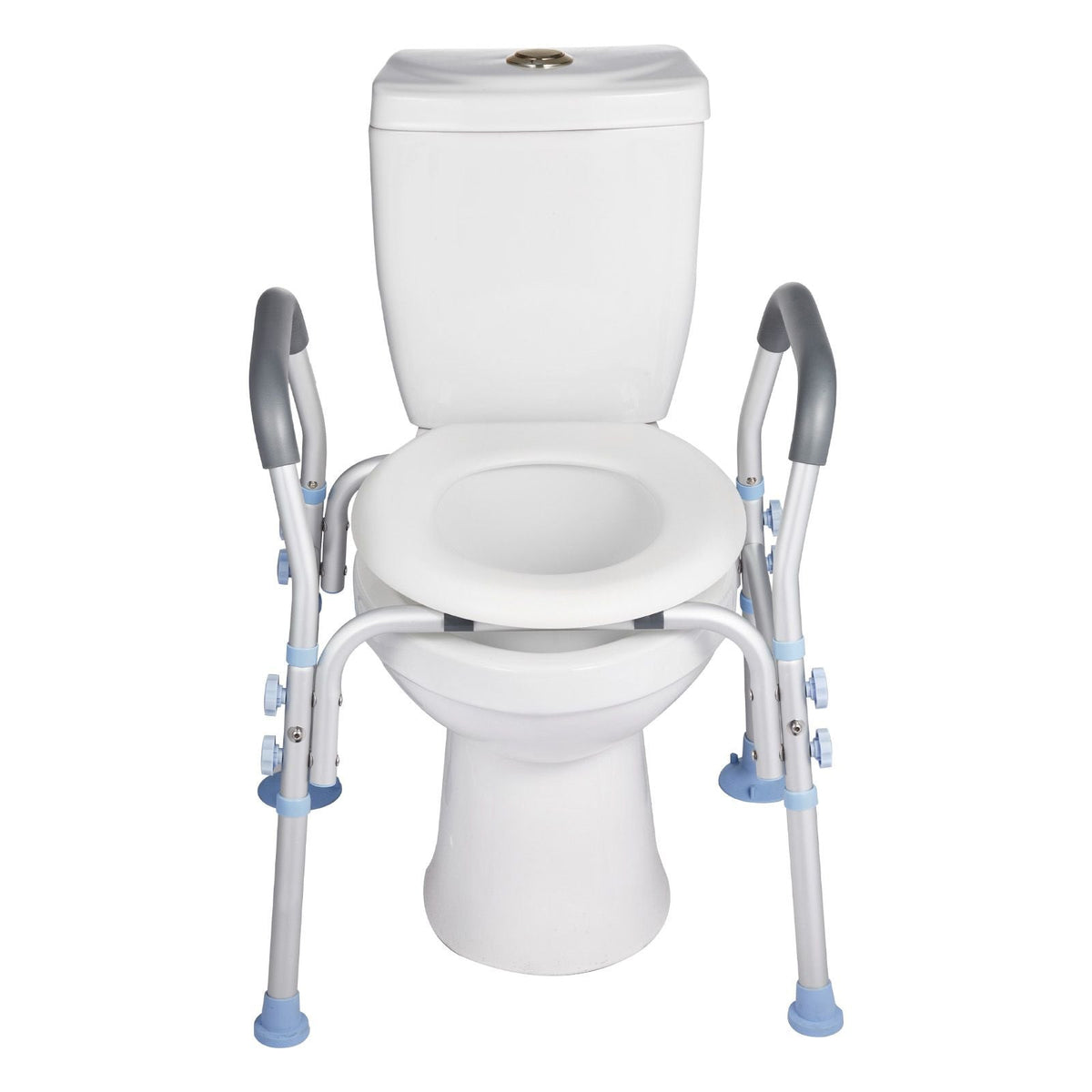 Raised Toilet Seat with Arms, 300 lbs Load Capacity, Adjustable Height, Widened Commode Elevated Toilet Seat Riser with Handles and Splash Guard for Seniors, Elderly, Handicap, Disabled, Adults