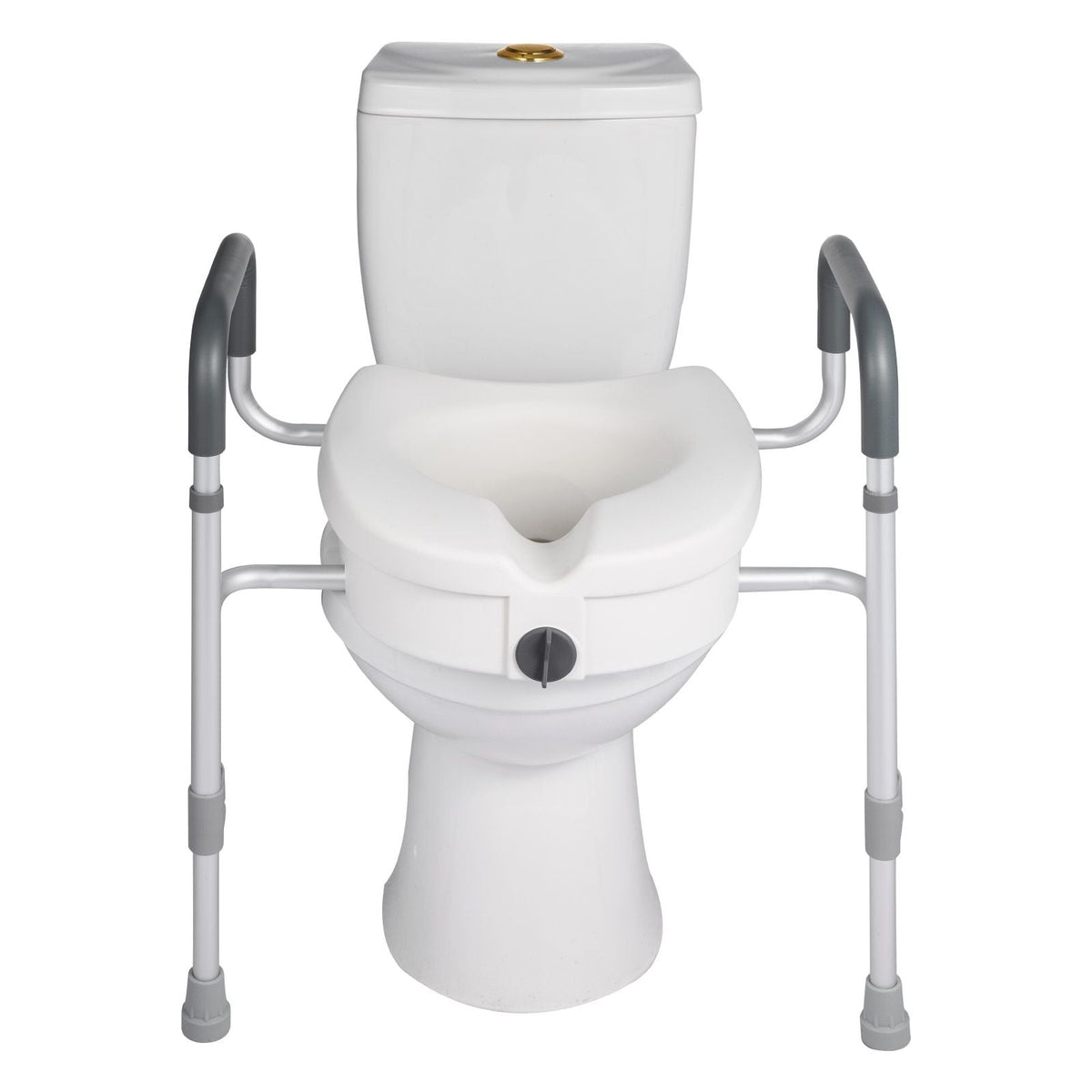 Raised Toilet Seat with Arms, 350 lbs Capacity, 5-Inch Lift Height & Adjustable Width, Widened Commode Elevated Toilet Seat Riser with Handles for Seniors, Elderly, Handicap, Disabled, Adults