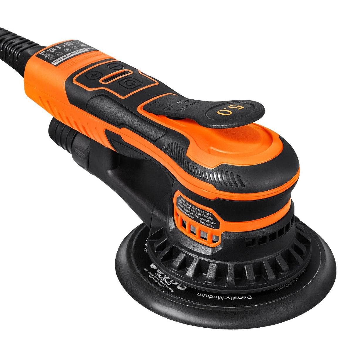 Random Orbital Sander 6-Inch, 350W Brushless Orbital Sander, 10,000 PRM 6 Variable Speed Electric Palm Sander with 10PCS Sandpapers, Dust Connector & Hose for Woodworking Detailing Sanding
