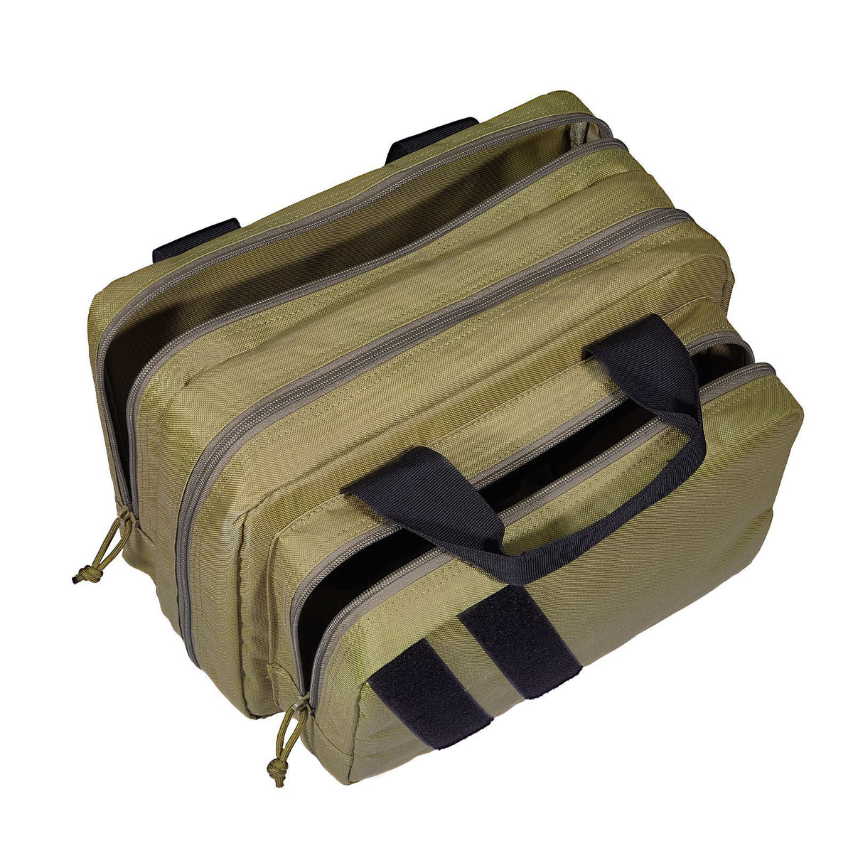 Range Bag for 2 Pistols, Tactical Gun Bag with 2 Built-in Removable Pistol Bags & 6 Detachable Magazines, Gun Range Bag for Outdoor Hunting Shooting, Lockable Carrying Handgun Bag Case, Brown