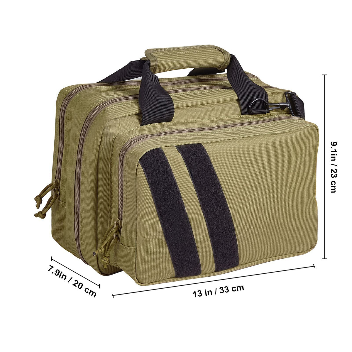 Range Bag for 2 Pistols, Tactical Gun Bag with 2 Built-in Removable Pistol Bags & 6 Detachable Magazines, Gun Range Bag for Outdoor Hunting Shooting, Lockable Carrying Handgun Bag Case, Brown
