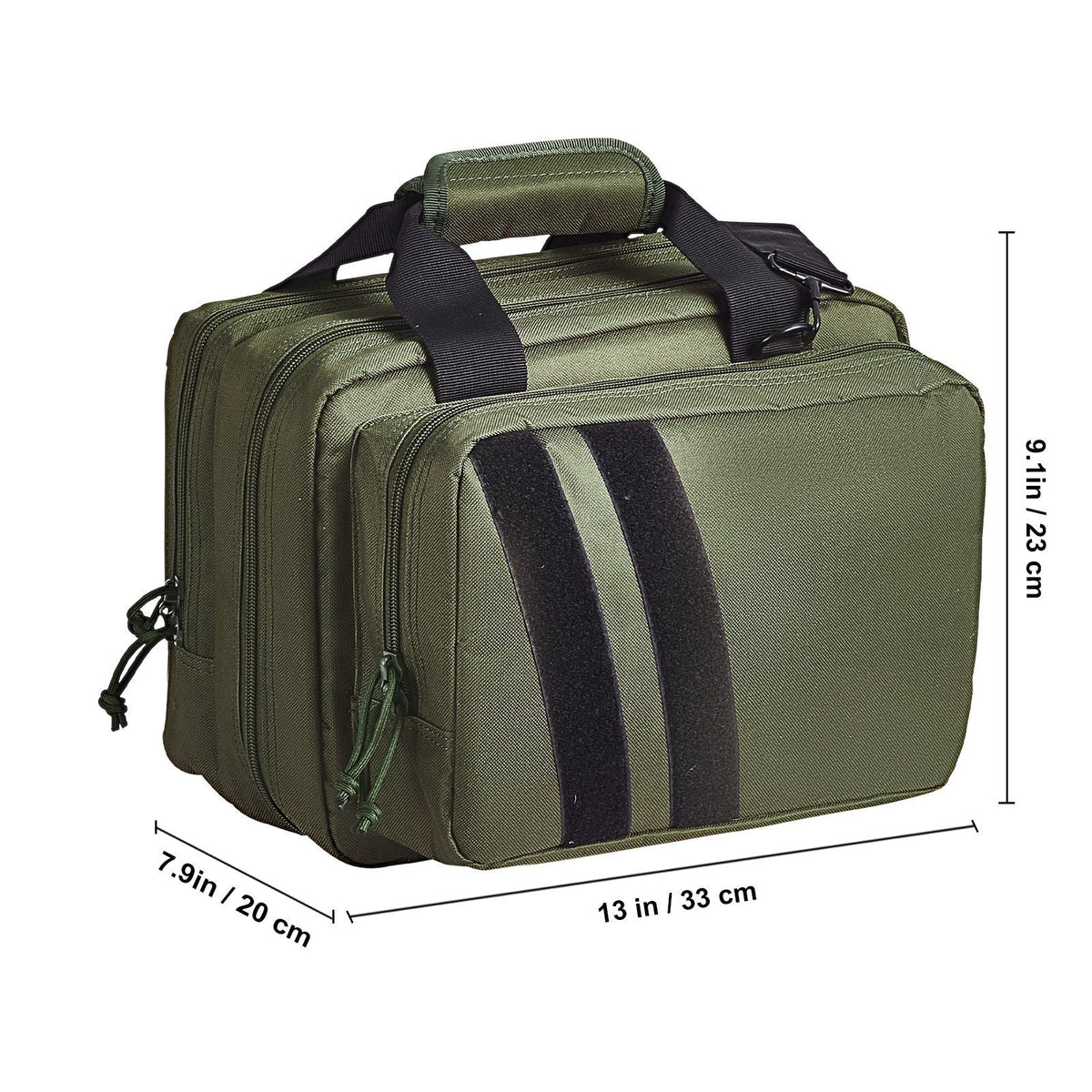 Range Bag for 2 Pistols, Tactical Gun Bag with 2 Built-in Removable Pistol Bags & 6 Detachable Magazines, Gun Range Bag for Outdoor Hunting Shooting, Lockable Carrying Handgun Bag Case, Green