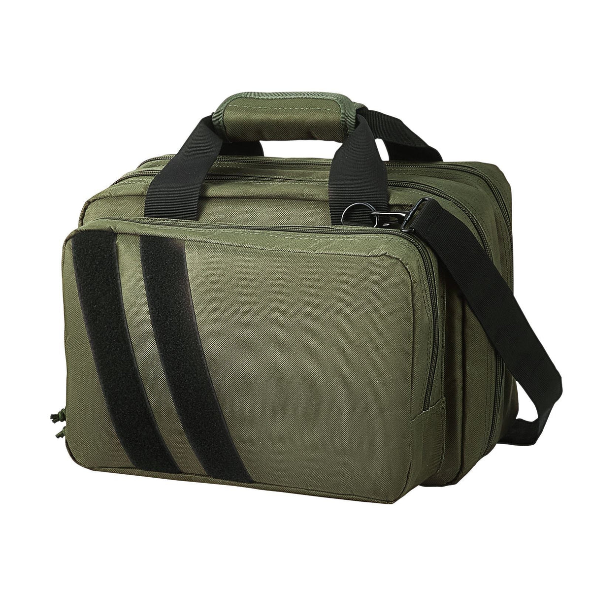 Range Bag for 2 Pistols, Tactical Gun Bag with 2 Built-in Removable Pistol Bags & 6 Detachable Magazines, Gun Range Bag for Outdoor Hunting Shooting, Lockable Carrying Handgun Bag Case, Green