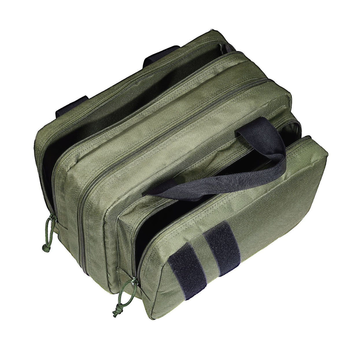 Range Bag for 2 Pistols, Tactical Gun Bag with 2 Built-in Removable Pistol Bags & 6 Detachable Magazines, Gun Range Bag for Outdoor Hunting Shooting, Lockable Carrying Handgun Bag Case, Green