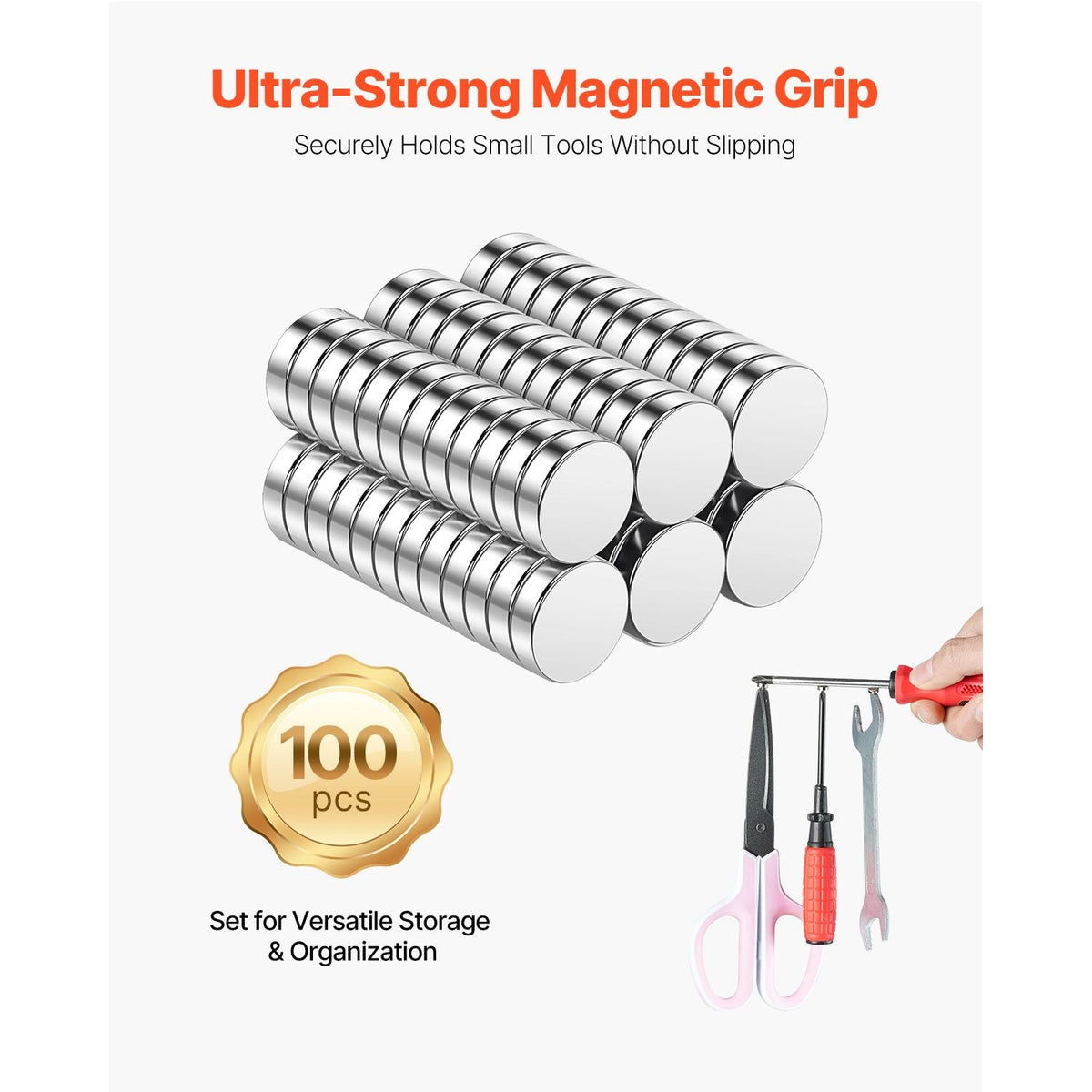 Rare Earth Magnets, 100 Pcs Strong Round Small Neodymium Magnets Disc with Transparent Storage Box, for Whiteboard, Refrigerator, Cabinet, Dry Erase Board, Home, Kitchen, Office, School