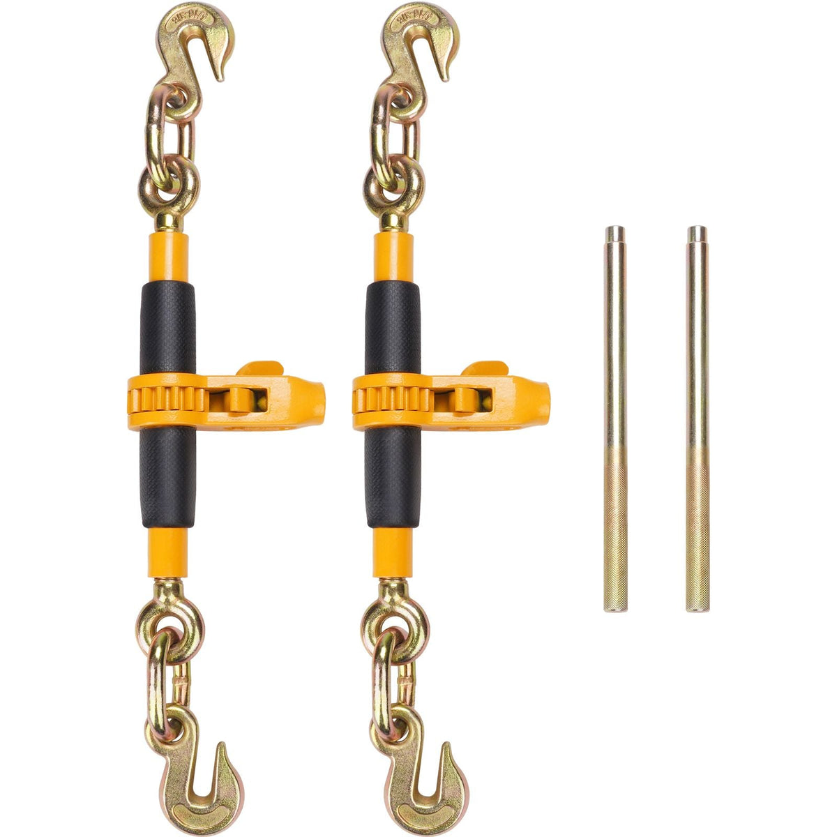 Ratchet Chain Binder, 3/8"-1/2" Heavy Duty Load Binders, with G80 Hooks 12000 lbs Secure Load Limit, Labor-saving Anti-skid Handle, Tie Down Hauling Chain Binders for Flatbed Truck Trailer, 4 Pc