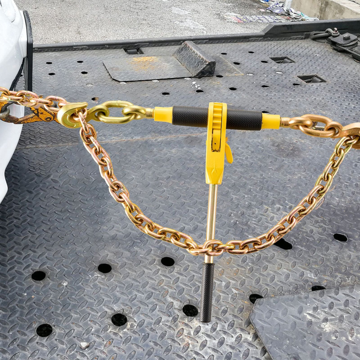 Ratchet Chain Binder, 5/16"-3/8" Heavy Duty Load Binders, with G80 Chains 7100 lbs Secure Load Limit, Labor-saving Anti-skid Handle, Tie Down Hauling Chain Binders for Flatbed Truck Trailer, 4 P