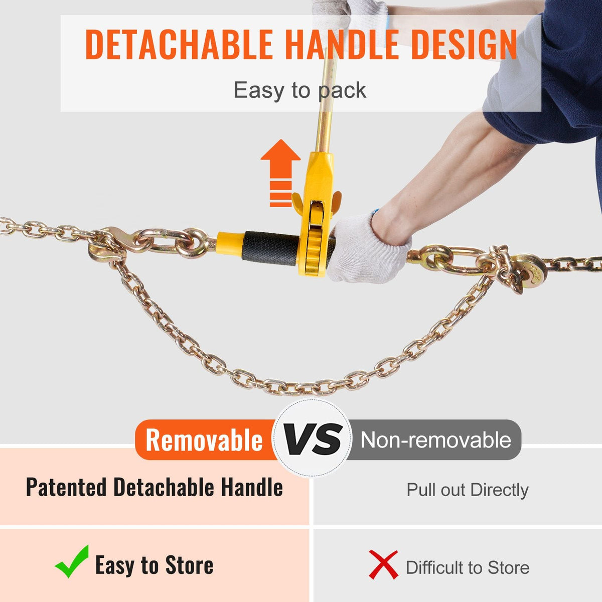 Ratchet Chain Binder, 5/16"-3/8" Heavy Duty Load Binders, with G80 Chains 7100 lbs Secure Load Limit, Labor-saving Anti-skid Handle, Tie Down Hauling Chain Binders for Flatbed Truck Trailer, 4 P