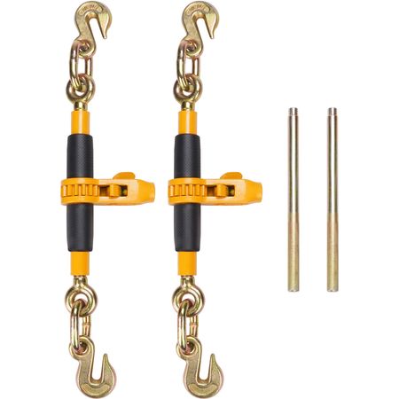 Ratchet Chain Binder, 5/16"-3/8" Heavy Duty Load Binders, with G80 Hooks 7,100 lbs Secure Load Limit, Labor-saving Anti-skid Handle, Tie Down Hauling Chain Binders for Flatbed Truck Trailer, 4 P