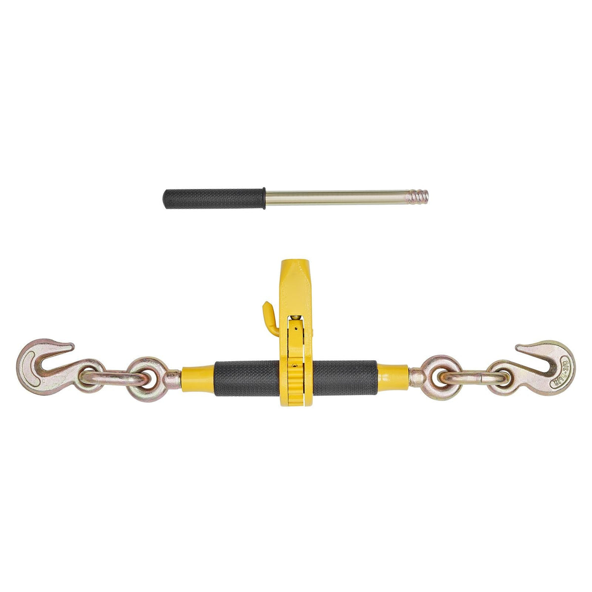 Ratchet Chain Binder, 5/16 in x 12.8 ft G80 Chains, 8000 lbs Working Load of Ratchet Load Binder, Chains and Binders Set, Tie Down Hauling Chain Binders for Hauling, Towing, Logging (4 Sets)
