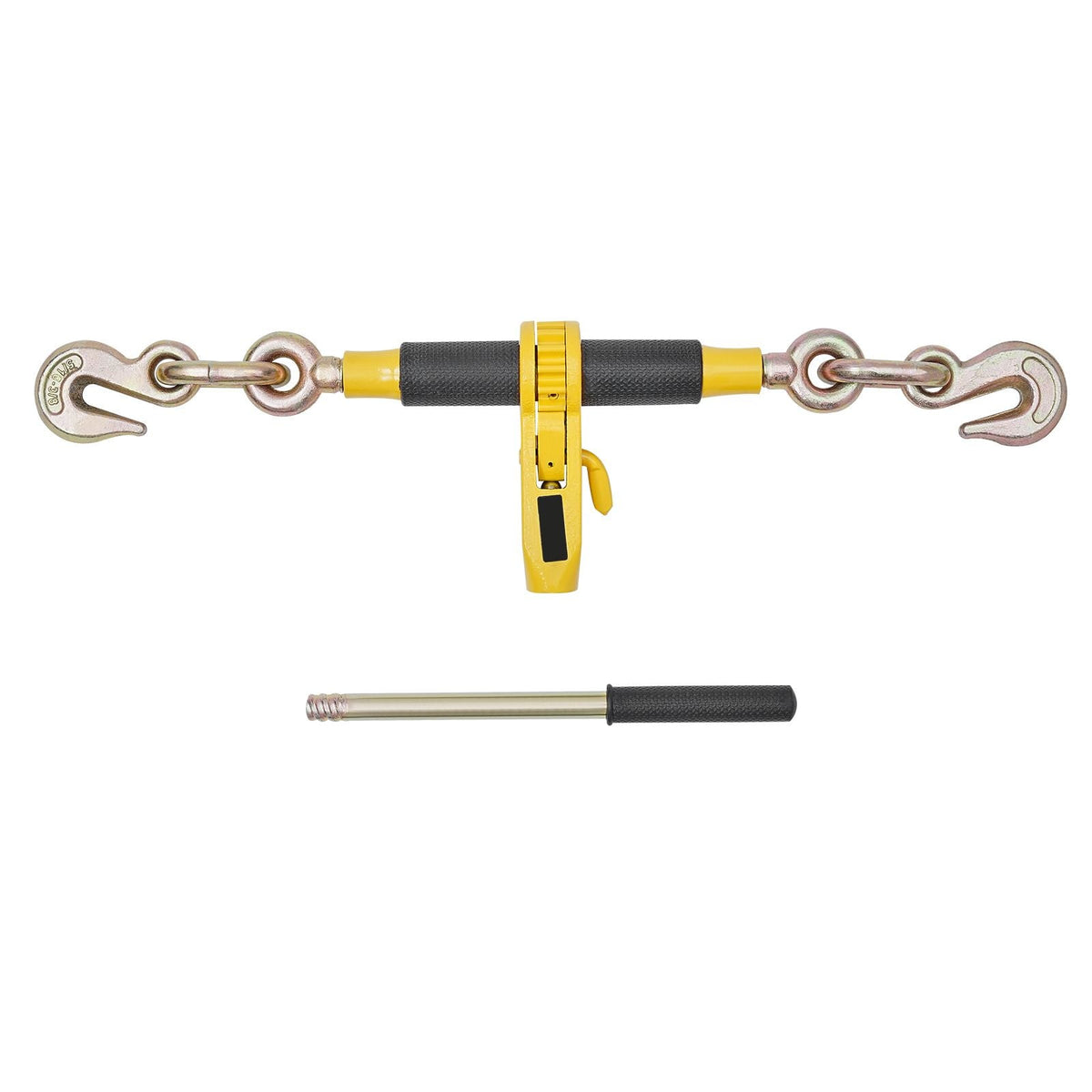 Ratchet Chain Binder, 5/16 in x 14 ft G80 Chains, 8000 lbs Working Load of Ratchet Load Binder, Chains and Binders Set, Tie Down Hauling Chain Binders for Hauling, Towing, Logging (4 Sets)