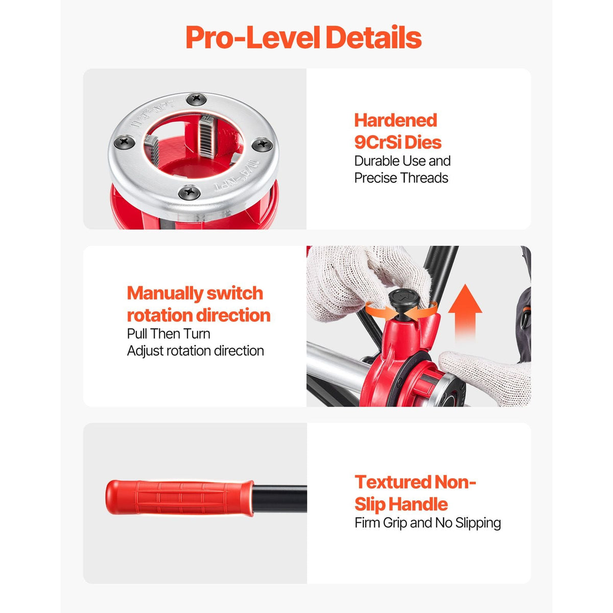 Ratchet Pipe Threader Kit with 4 Dies, 1/2" NPT, 3/4" NPT, 1" NPT, 1-1/4" NPT Manual Ratcheting Pipe Threading Tool, Portable Pipes Threader Set with Toolbox for Plumbing Installation & Repair
