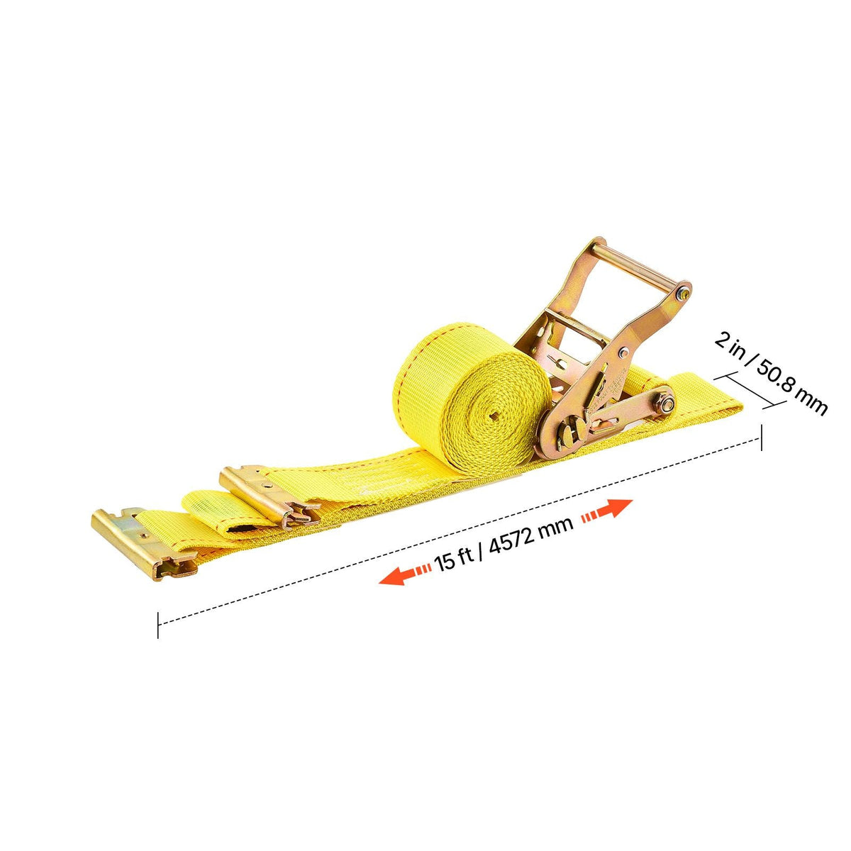 Ratchet Straps, 2 in x 15 ft, 30 Pack E-Track Tie Down Straps, 4400 lbs Break Strength & 1460 lbs Rated Load, Tie Down Ratcheting for Moving, Trailers, Motorcycles, Kayaks, Car Roof, Yellow