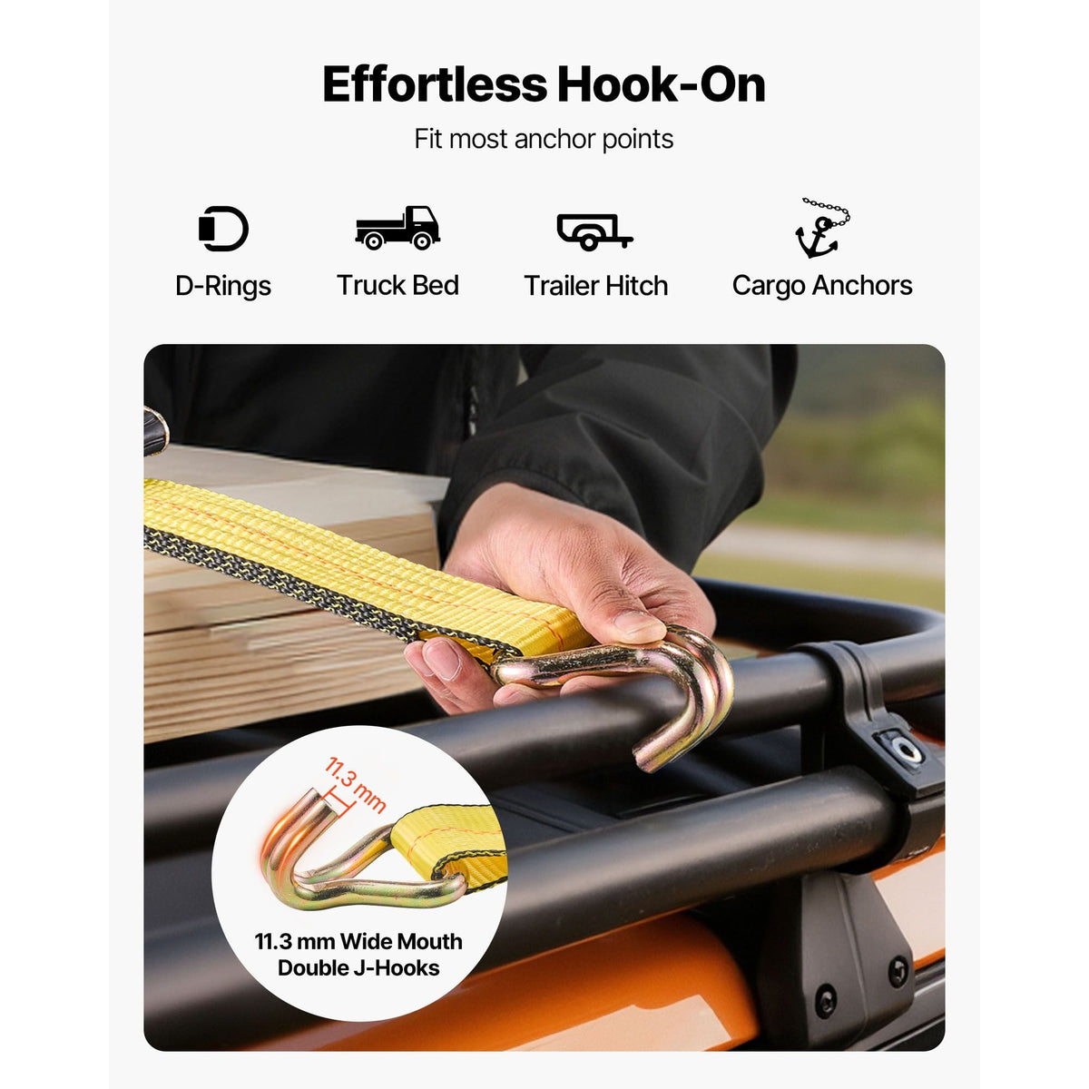 Ratchet Straps, 2 in x 30 ft, Heavy Duty Tie Down Straps with Double J Hook, 10,000 lbs Break Strength, Tie Down Ratcheting for Moving, Trailers, Motorcycles, Kayaks, Car Roof, 10 Pack