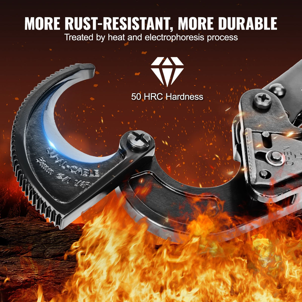 Ratcheting Cable Cutter, 10" Wire Cutter Heavy Duty with Gloves, Strong Silicon-Manganese Spring Steel Blade-for Cutting Up to 240 mm² /473 MCM Electrical Wire