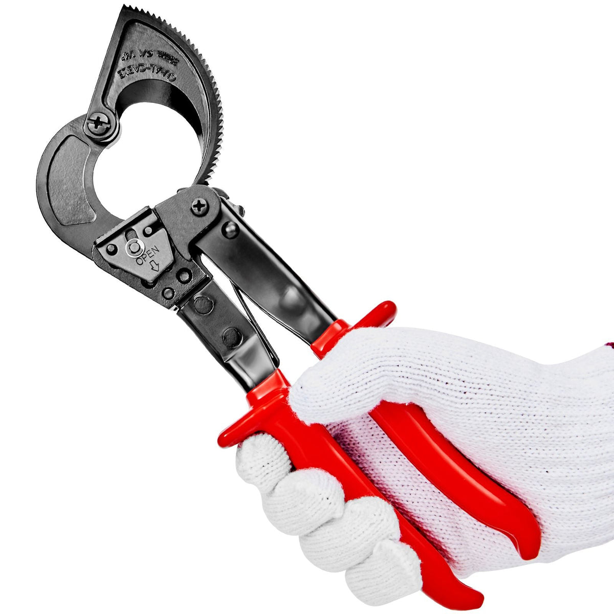Ratcheting Cable Cutter, 10" Wire Cutter Heavy Duty with Gloves, Strong Silicon-Manganese Spring Steel Blade-for Cutting Up to 240 mm² /473 MCM Electrical Wire