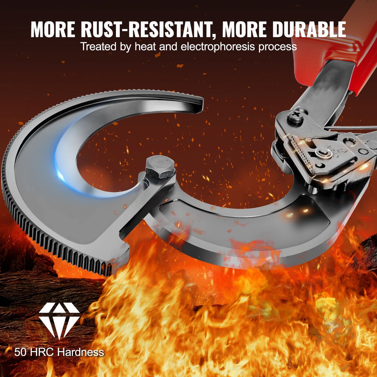 Ratcheting Cable Cutter, 11" Wire Cutter Heavy Duty with Gloves, Strong Silicon-Manganese Spring Steel Blade-for Cutting Up to 400 mm² / 780 MCM Electrical Wire