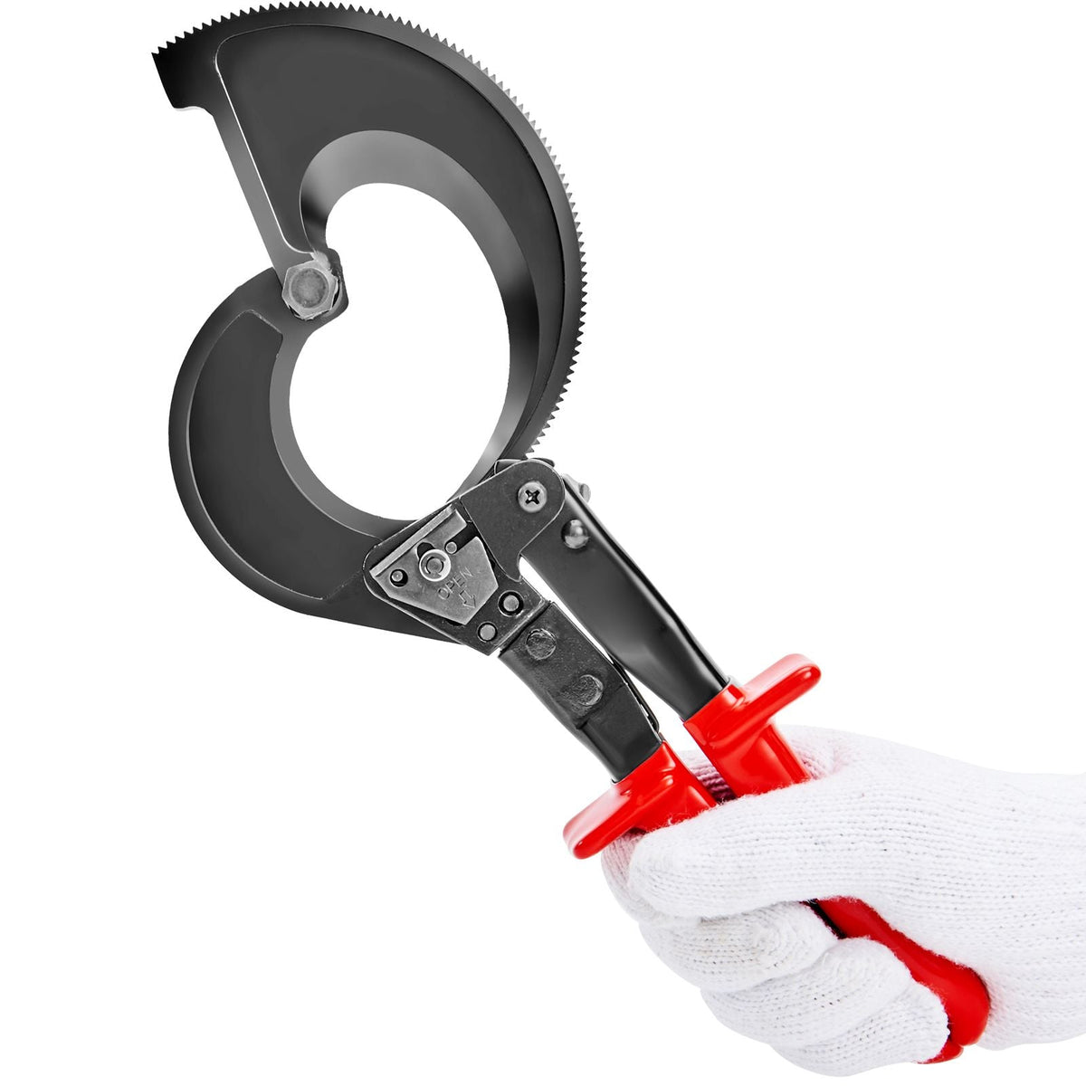 Ratcheting Cable Cutter, 11" Wire Cutter Heavy Duty with Gloves, Strong Silicon-Manganese Spring Steel Blade-for Cutting Up to 400 mm² / 780 MCM Electrical Wire