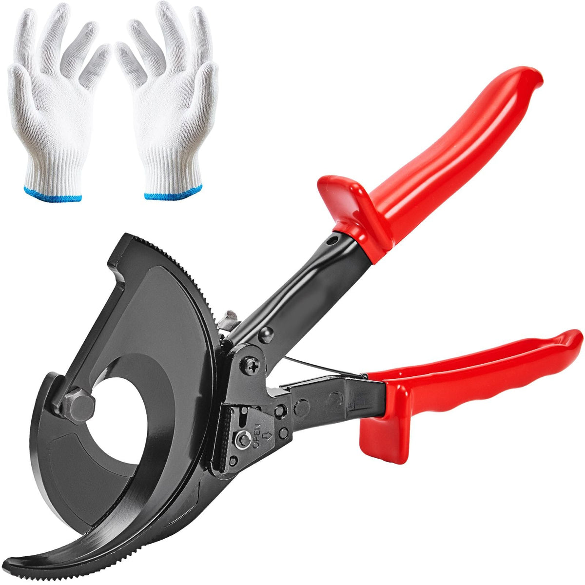 Ratcheting Cable Cutter, 11" Wire Cutter Heavy Duty with Gloves, Strong Silicon-Manganese Spring Steel Blade-for Cutting Up to 400 mm² / 780 MCM Electrical Wire