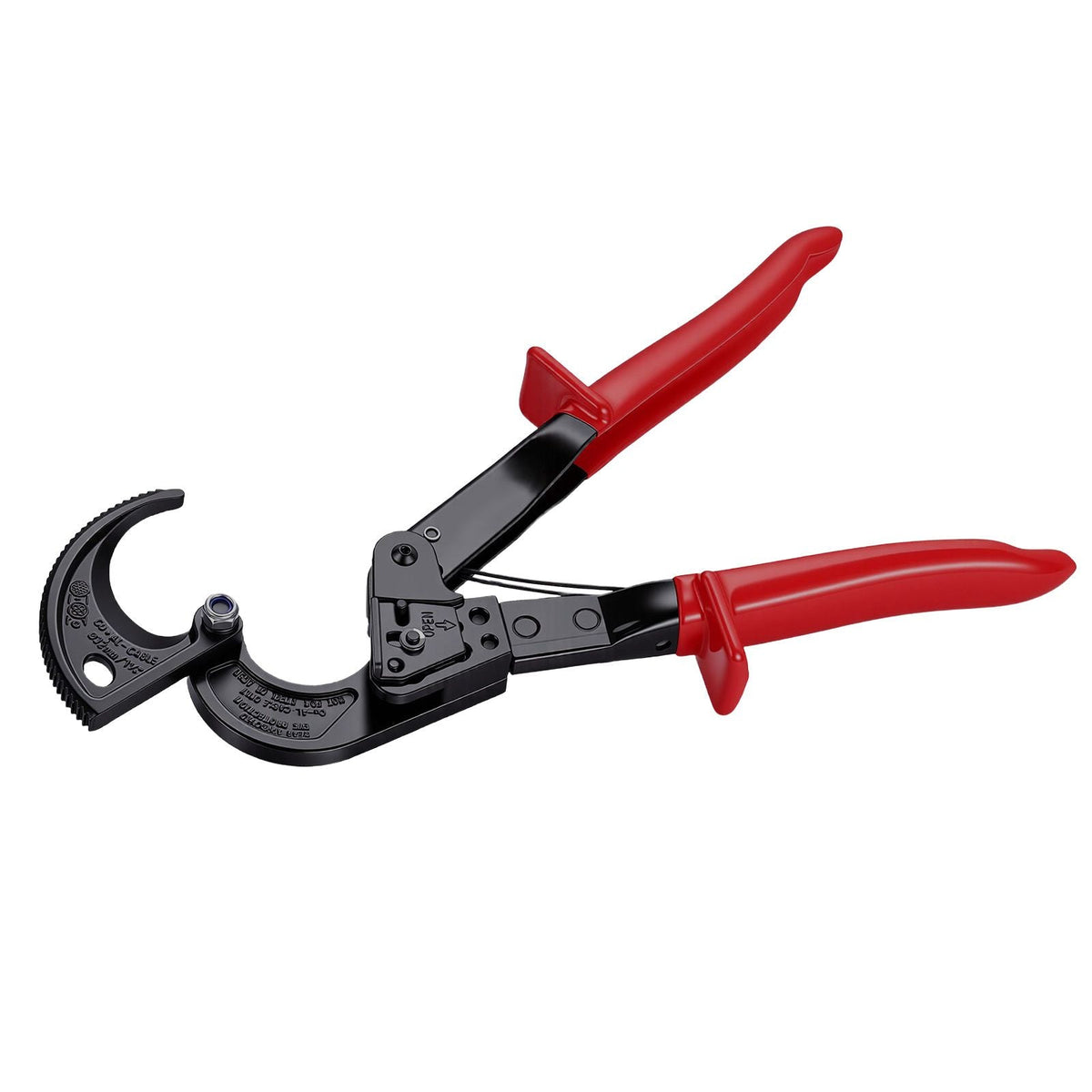 Ratcheting Cable Cutter, Spring Steel Blades with PVC-Coated Handles, Quick-Release Button, Heavy Duty Ratchet Cable Wire Cutter for Cutting Copper & Aluminum Cables Up to 474 MCM / 240 mm²