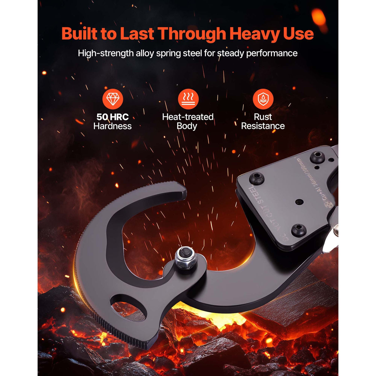 Ratcheting Cable Cutter, Spring Steel Blades with PVC-Coated Handles, Quick-Release Button, Heavy Duty Ratchet Cable Wire Cutter for Cutting Copper & Aluminum Cables Up to 600 MCM / 300 mm²