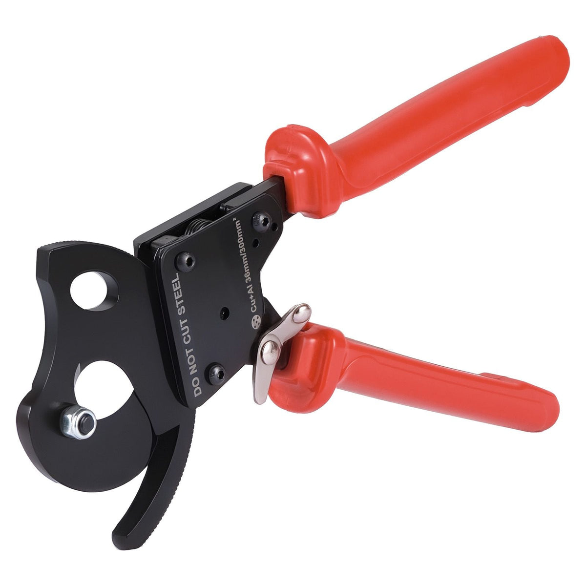 Ratcheting Cable Cutter, Spring Steel Blades with PVC-Coated Handles, Quick-Release Button, Heavy Duty Ratchet Cable Wire Cutter for Cutting Copper & Aluminum Cables Up to 600 MCM / 300 mm²