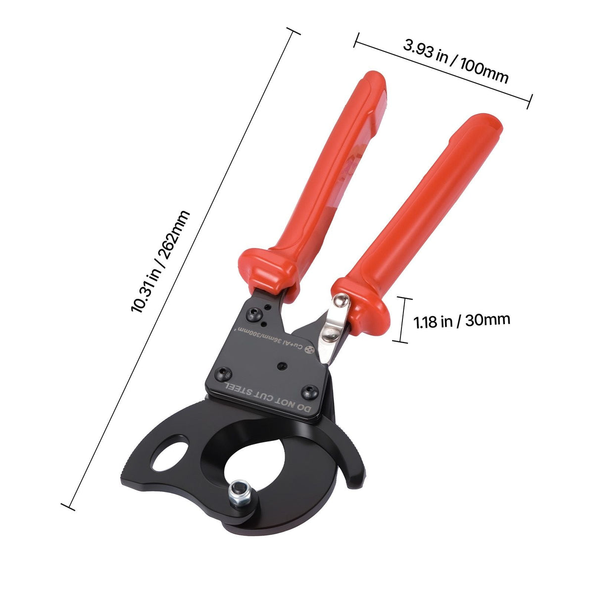 Ratcheting Cable Cutter, Spring Steel Blades with PVC-Coated Handles, Quick-Release Button, Heavy Duty Ratchet Cable Wire Cutter for Cutting Copper & Aluminum Cables Up to 600 MCM / 300 mm²