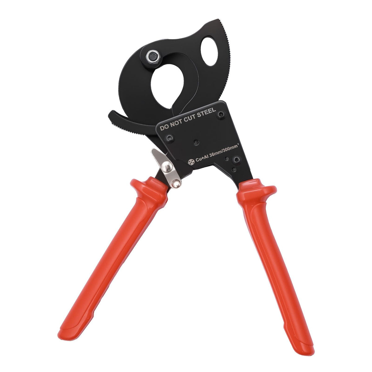 Ratcheting Cable Cutter, Spring Steel Blades with PVC-Coated Handles, Quick-Release Button, Heavy Duty Ratchet Cable Wire Cutter for Cutting Copper & Aluminum Cables Up to 600 MCM / 300 mm²