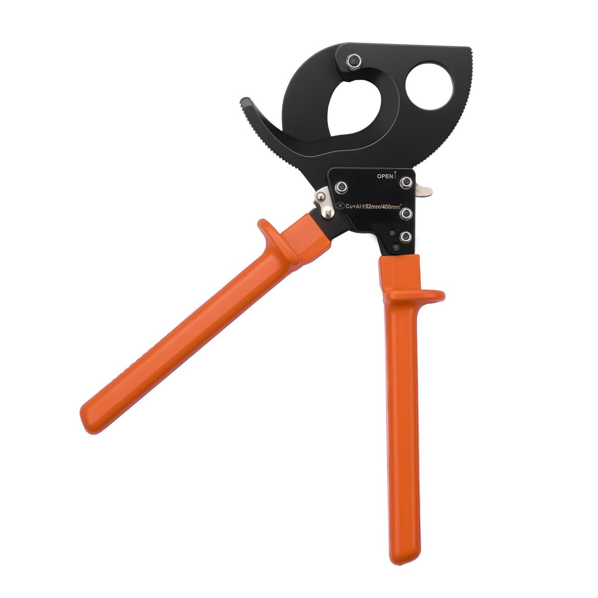 Ratcheting Cable Cutter, Spring Steel Blades with PVC-Coated Handles, Quick-Release Button, Heavy Duty Ratchet Cable Wire Cutter for Cutting Copper & Aluminum Cables Up to 800 MCM / 400 mm²