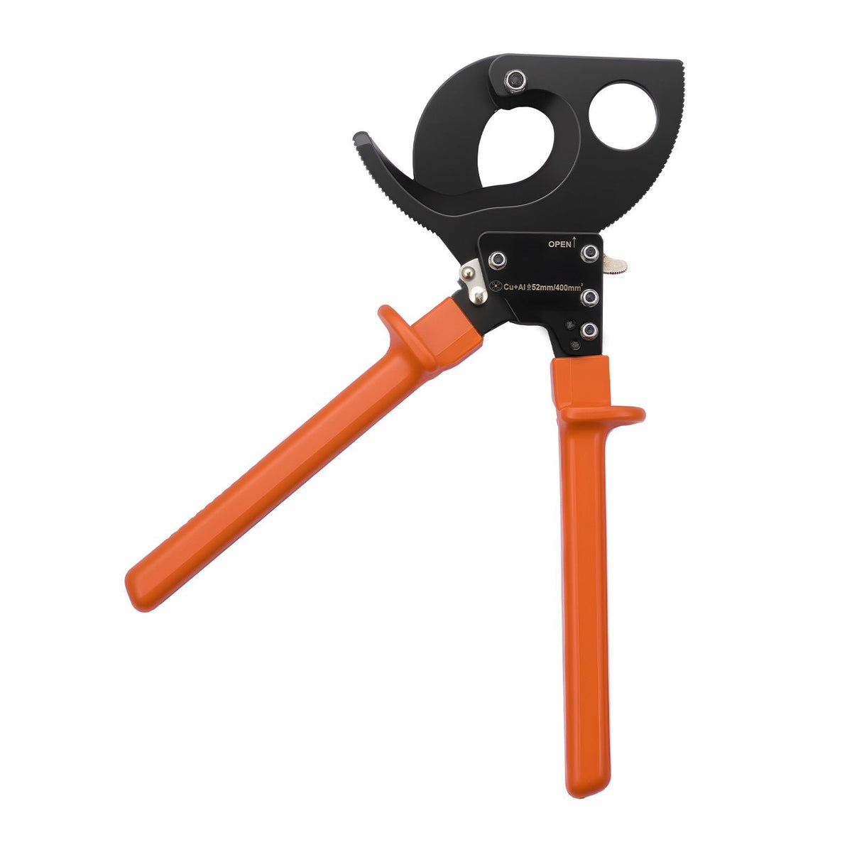 Ratcheting Cable Cutter, Spring Steel Blades with PVC-Coated Handles, Quick-Release Button, Heavy Duty Ratchet Cable Wire Cutter for Cutting Copper & Aluminum Cables Up to 800 MCM / 400 mm²
