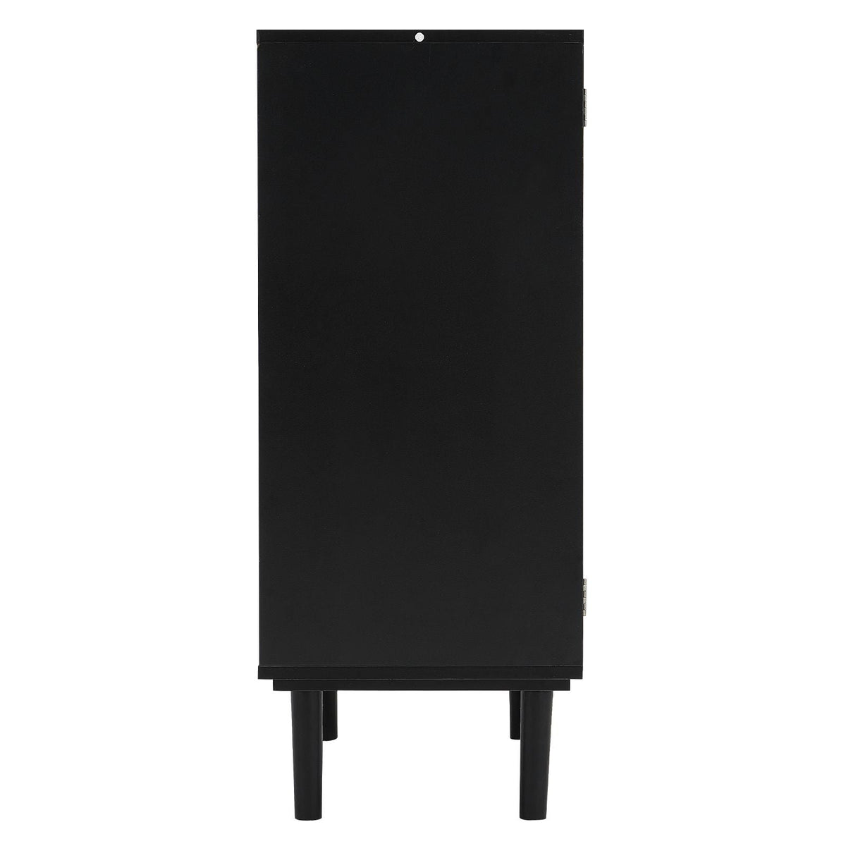 Rattan Cabinet, Rattan Storage Cabinet with 2 Magnetic Doors and Adjustable Shelves, Sideboard Buffet Cabinet for Hallway, Entryway, Living Room, or Kitchen, Black
