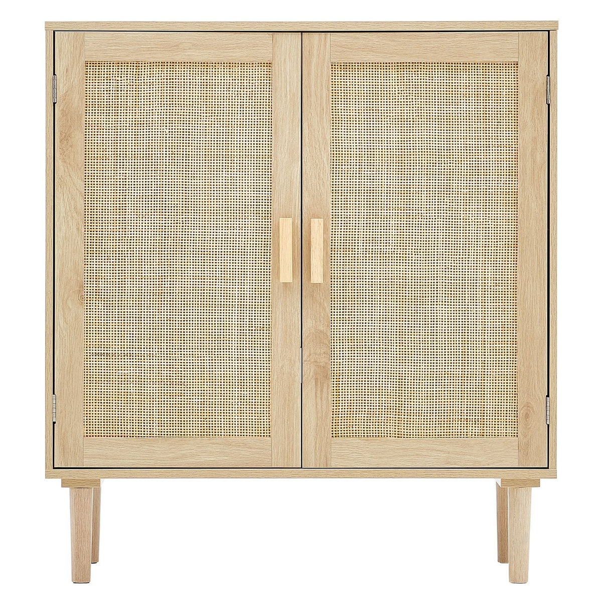 Rattan Cabinet, Rattan Storage Cabinet with 2 Magnetic Doors and Adjustable Shelves, Sideboard Buffet Cabinet for Hallway, Entryway, Living Room, or Kitchen, Natural