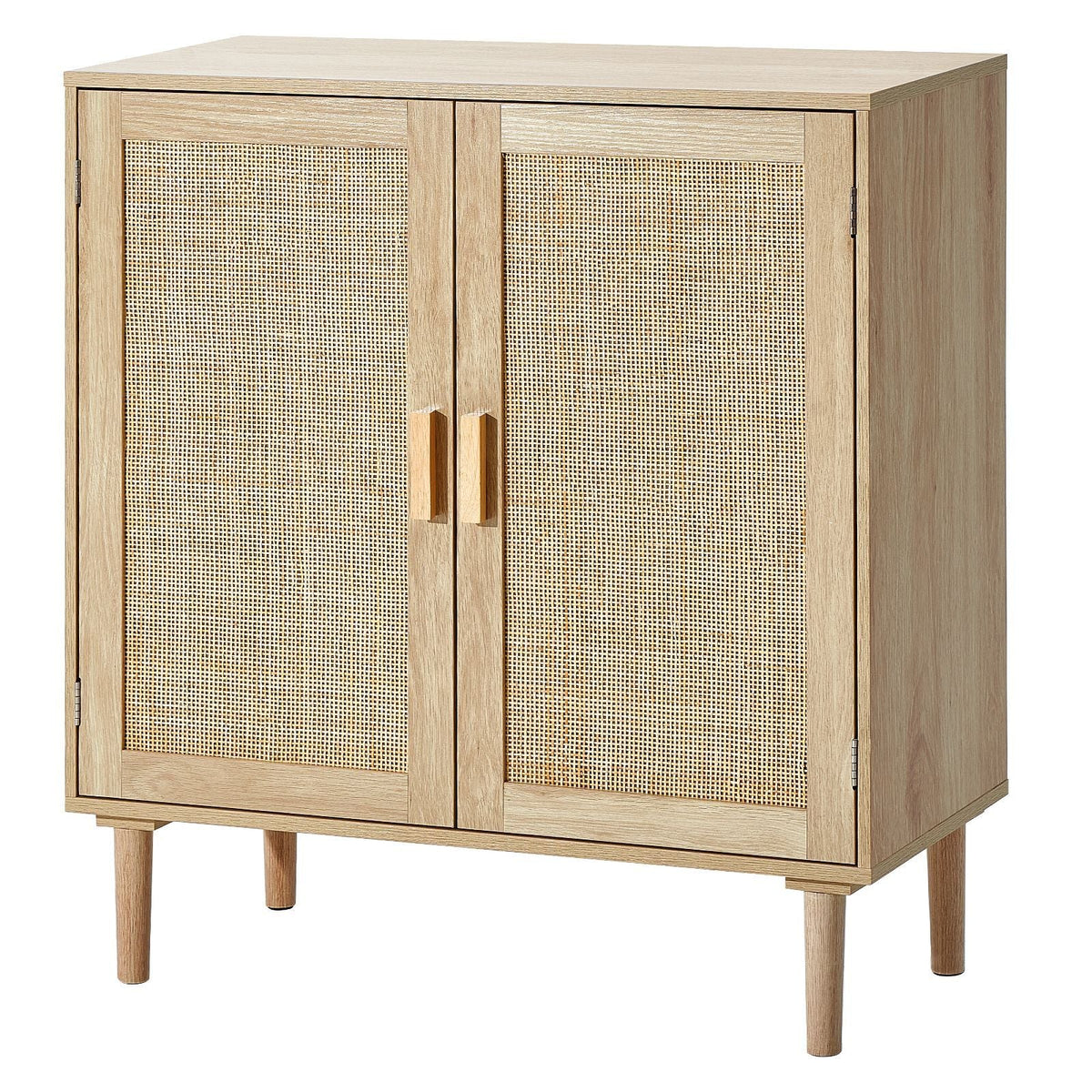 Rattan Cabinet, Rattan Storage Cabinet with 2 Magnetic Doors and Adjustable Shelves, Sideboard Buffet Cabinet for Hallway, Entryway, Living Room, or Kitchen, Natural