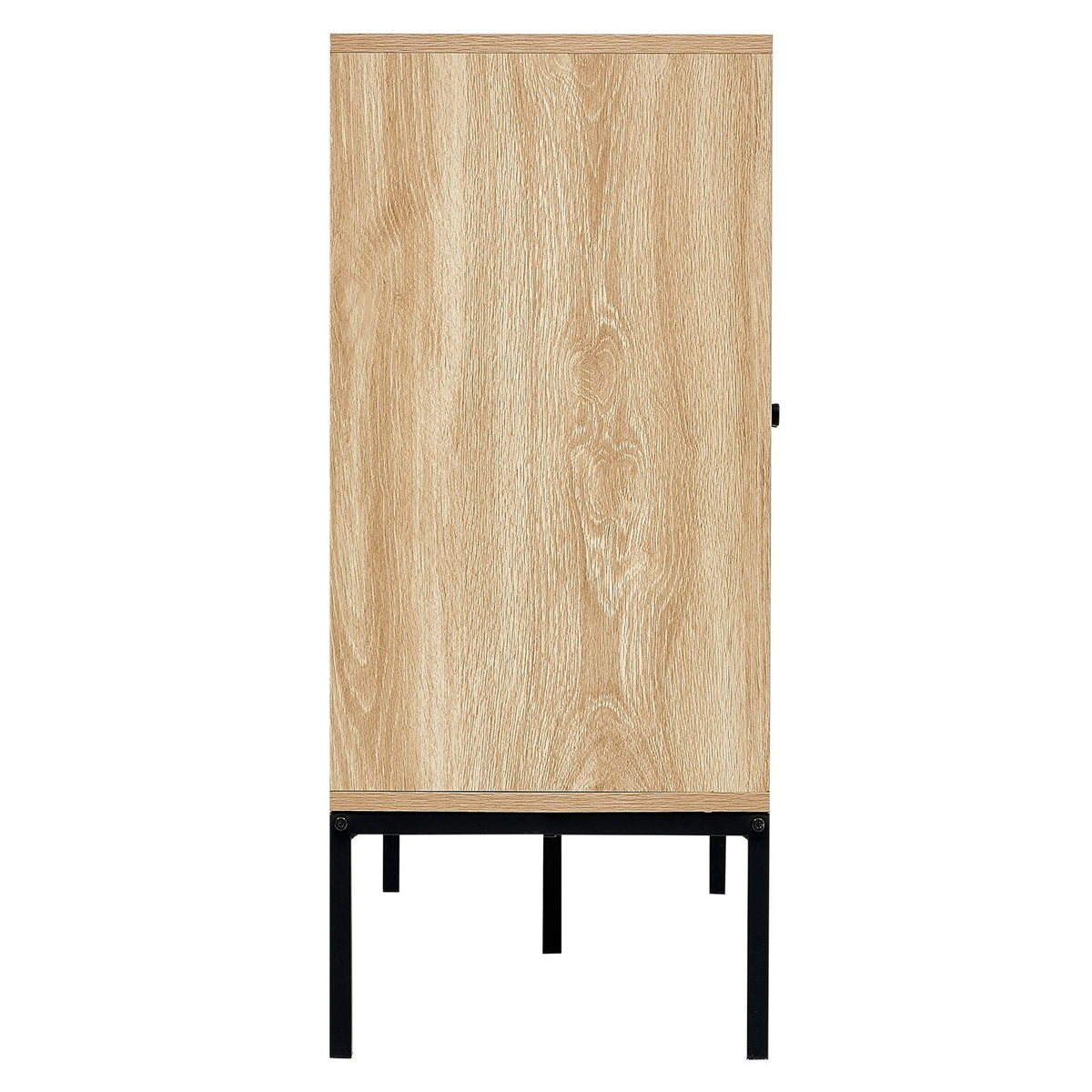 Rattan Cabinet, Rattan Storage Cabinet with 4 Magnetic Doors and Adjustable Shelves, Sideboard Buffet Cabinet for Hallway, Entryway, Living Room, or Kitchen, Natural