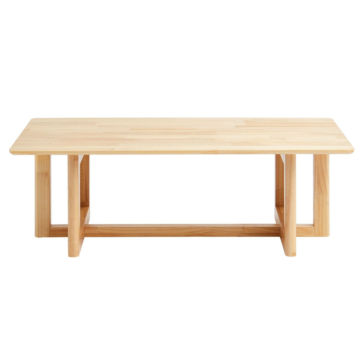 Rattan Coffee Table, Rectangle Rattan Woven Wood Coffee Table with Rubber Wood Top, 47-Inch Modern Boho Storage Coffee Table with Natural Wood Legs, for Living Room, Bedroom & Small Spaces