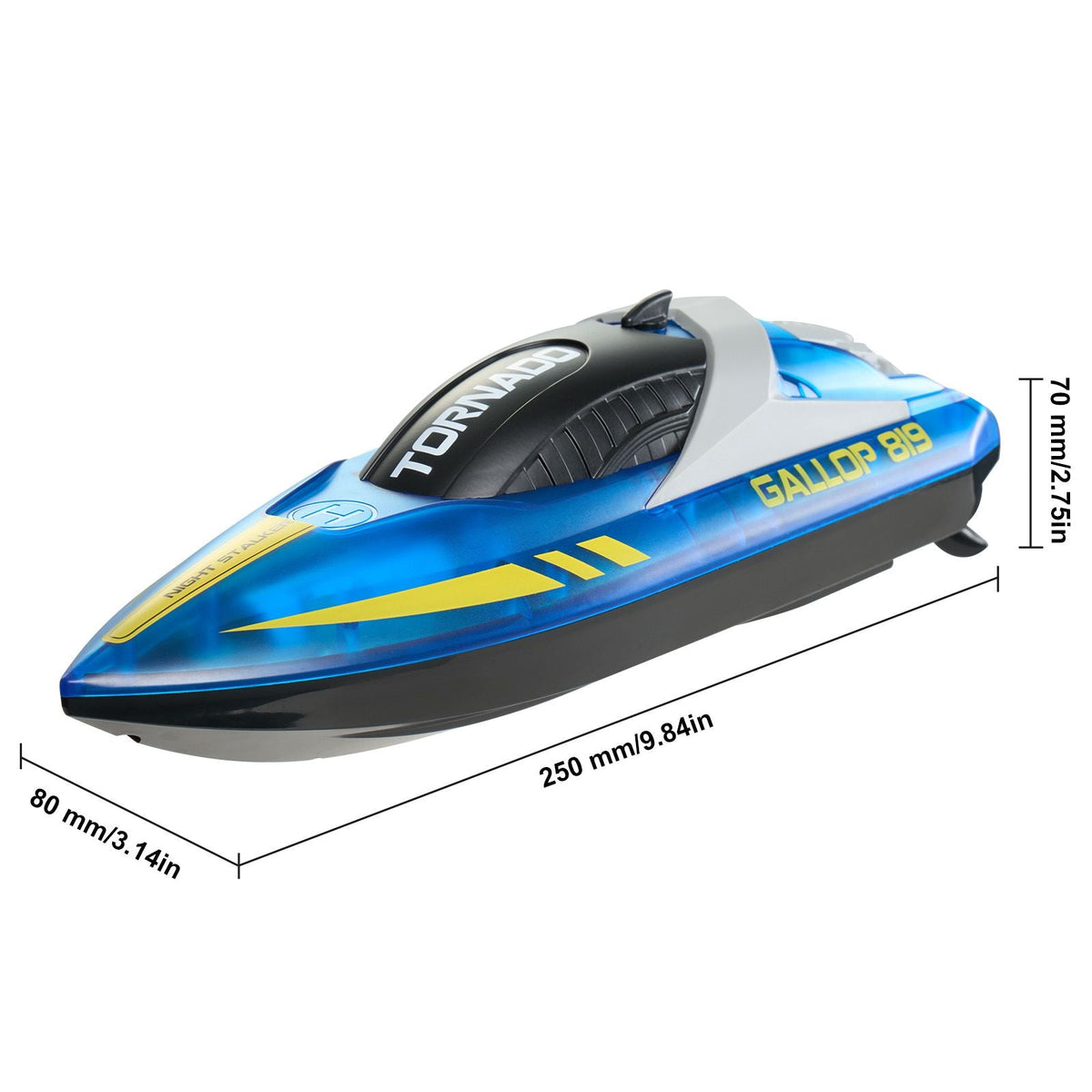 RC Boat, 2.4GHz 12 km/h, Remote Control Boat for Pools & Lakes, Racing Boat with LED Light, 2 Rechargeable Batteries, Whole Body Waterproof, Water Play Toy Gift for Adults Boys & Girls, Blue
