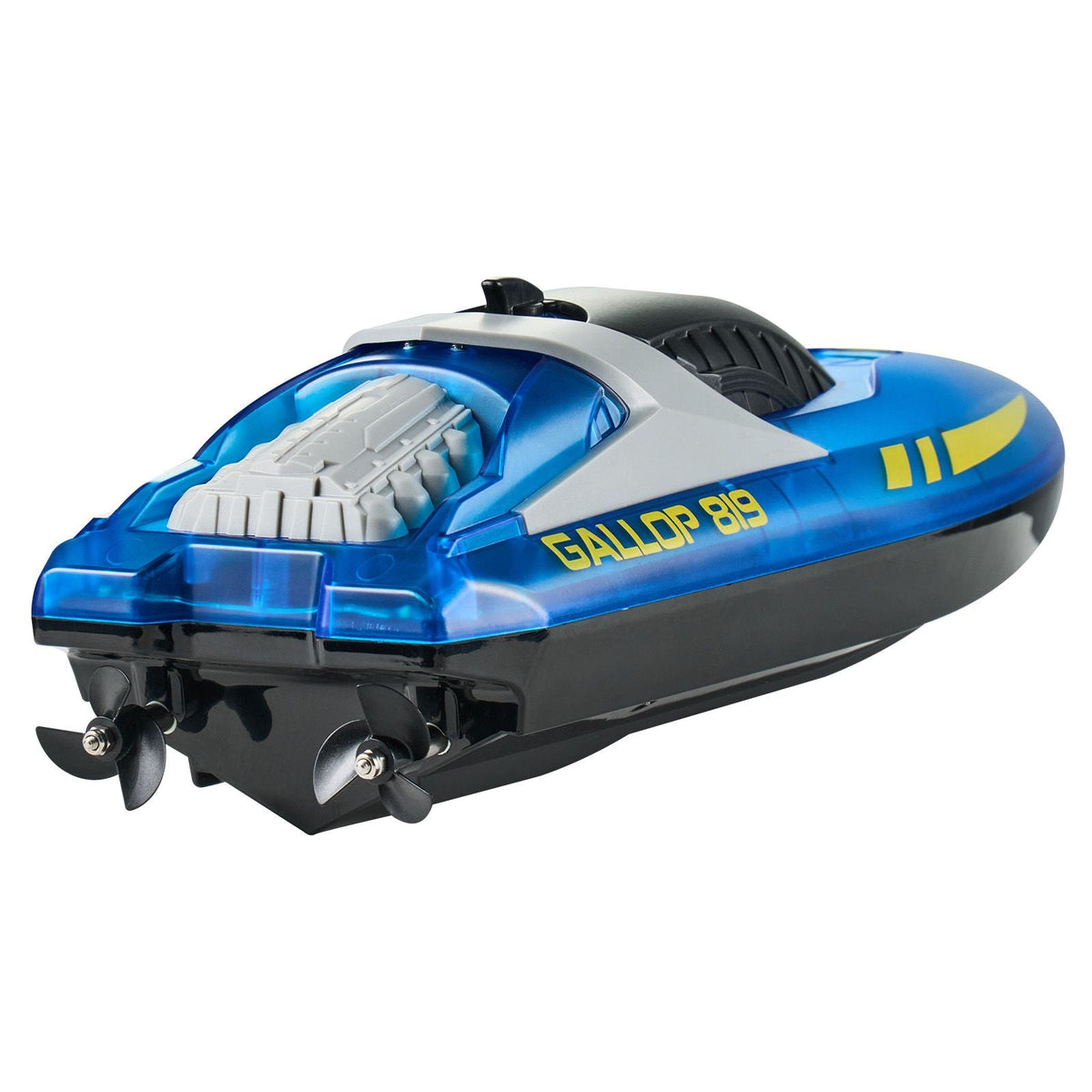 RC Boat, 2.4GHz 12 km/h, Remote Control Boat for Pools & Lakes, Racing Boat with LED Light, 2 Rechargeable Batteries, Whole Body Waterproof, Water Play Toy Gift for Adults Boys & Girls, Blue