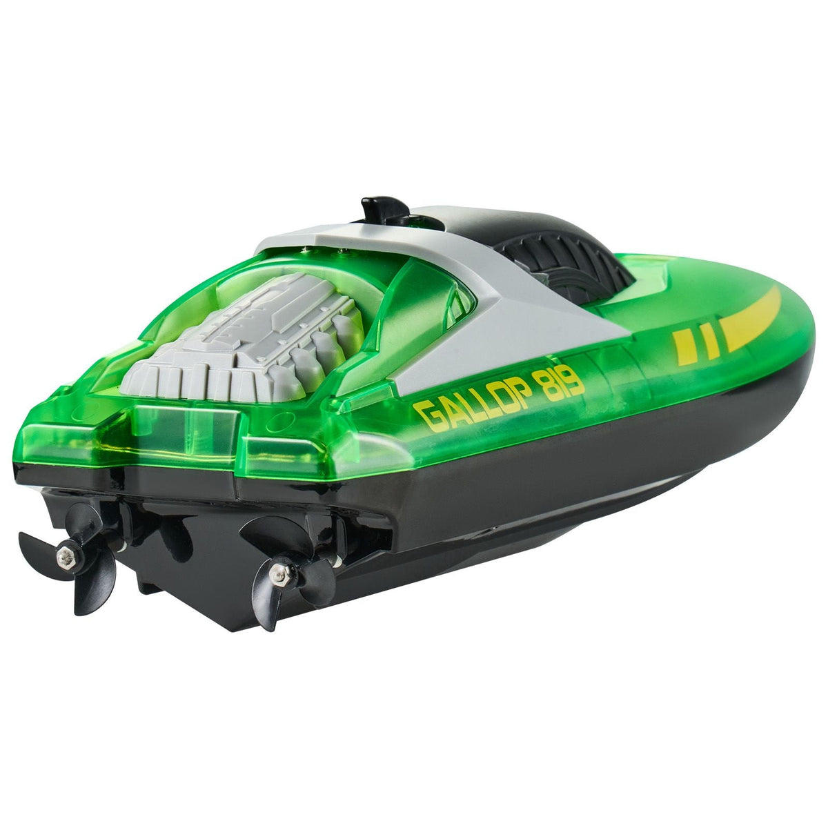 RC Boat, 2.4GHz 12 km/h, Remote Control Boat for Pools & Lakes, Racing Boat with LED Light, 2 Rechargeable Batteries, Whole Body Waterproof, Water Play Toy Gift for Adults Boys & Girls, Green