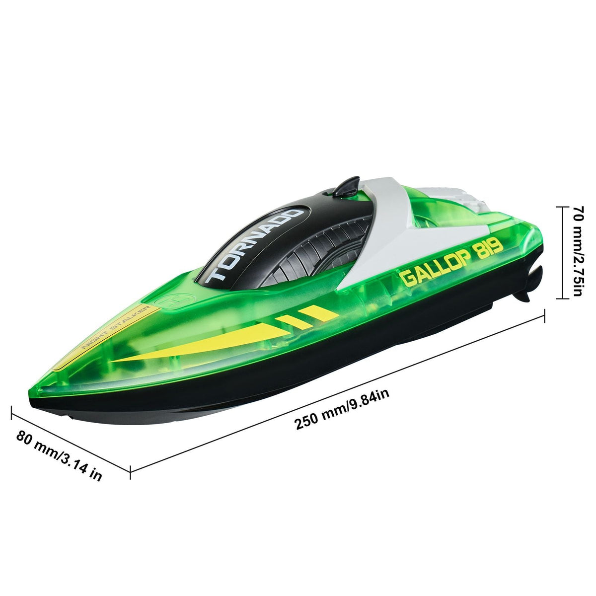 RC Boat, 2.4GHz 12 km/h, Remote Control Boat for Pools & Lakes, Racing Boat with LED Light, 2 Rechargeable Batteries, Whole Body Waterproof, Water Play Toy Gift for Adults Boys & Girls, Green