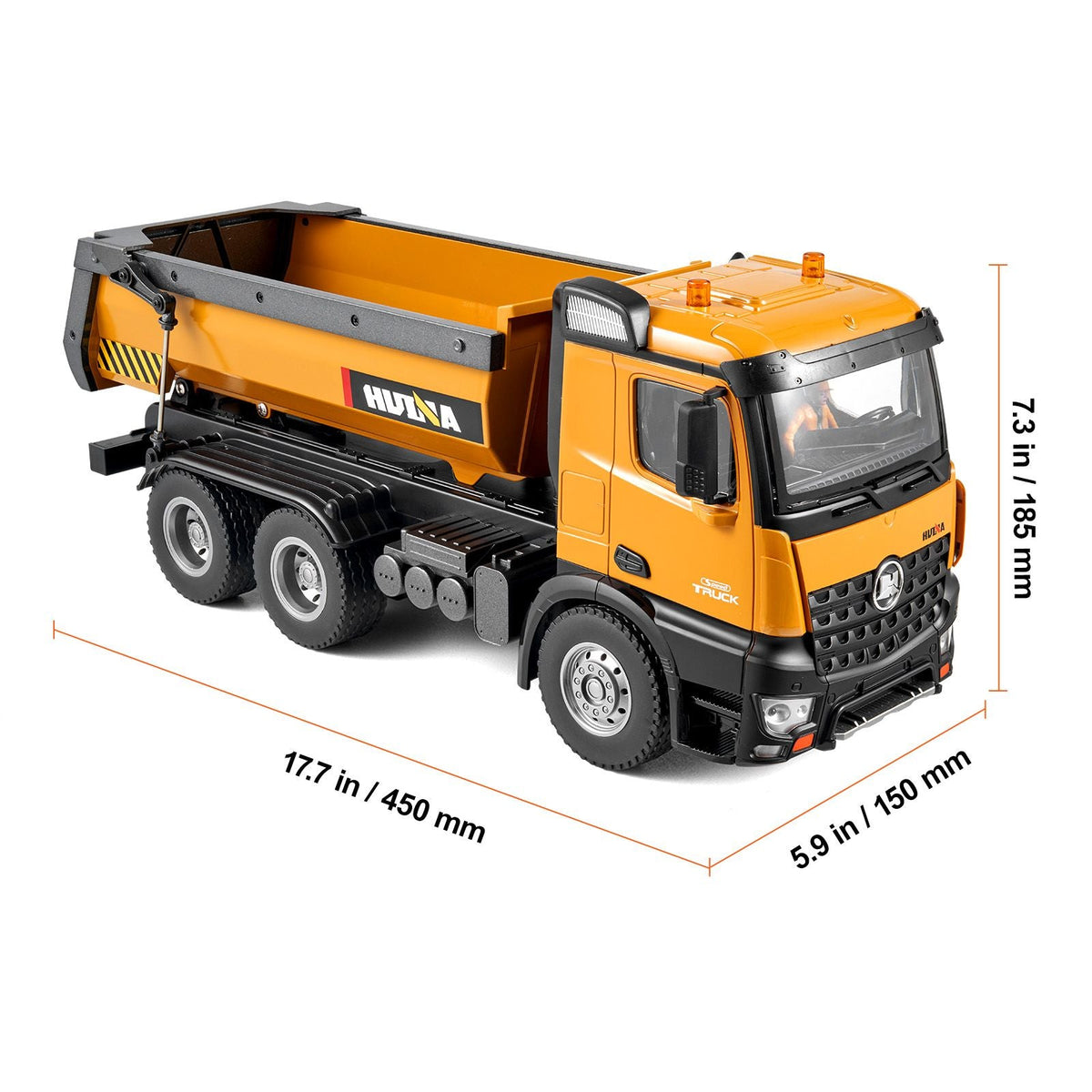 RC Dump Truck Toy, 10-Channel 1:14 Scale, Remote Control Dump Truck RC Construction Vehicle Truck Toy with Light & 2 Rechargeable Batteries Birthday Gift for Toddlers Kids Boys and Girls Age 8+