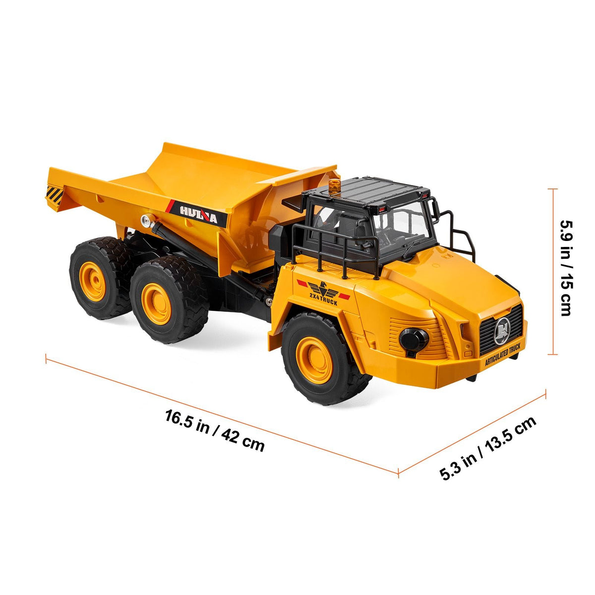 RC Dump Truck Toy, 11-Channel 1:16 Scale, Remote Control Dump Truck RC Construction Vehicle Truck Toy with Metal Cabin & Light, 2 Rechargeable Batteries for Toddlers Kids Boys and Girls Age 8+