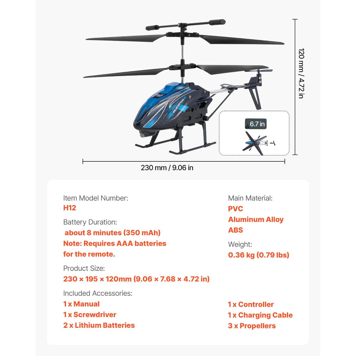 RC Helicopter, 2.4GHz Flying Remote Control Helicopter, 3.5 Channel RC Airplane for Kid, 16 Mins Flight Time, Altitude Hold, One-Key Takeoff/Landing & LED Lights, Toys for Kids Ages 8 and up