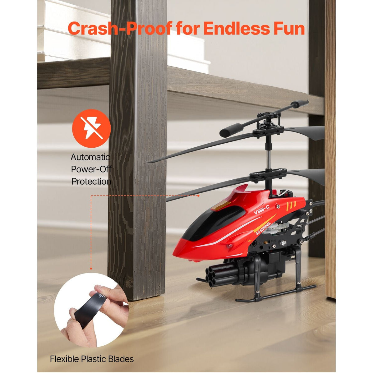 RC Helicopter, 2.4GHz Flying Remote Control Helicopter with Shooting Mode, 3.5 Channel RC Airplane for Kid, Altitude Hold, One-Key Takeoff/Landing & LED Lights, Toys for Kids Ages 14 and up