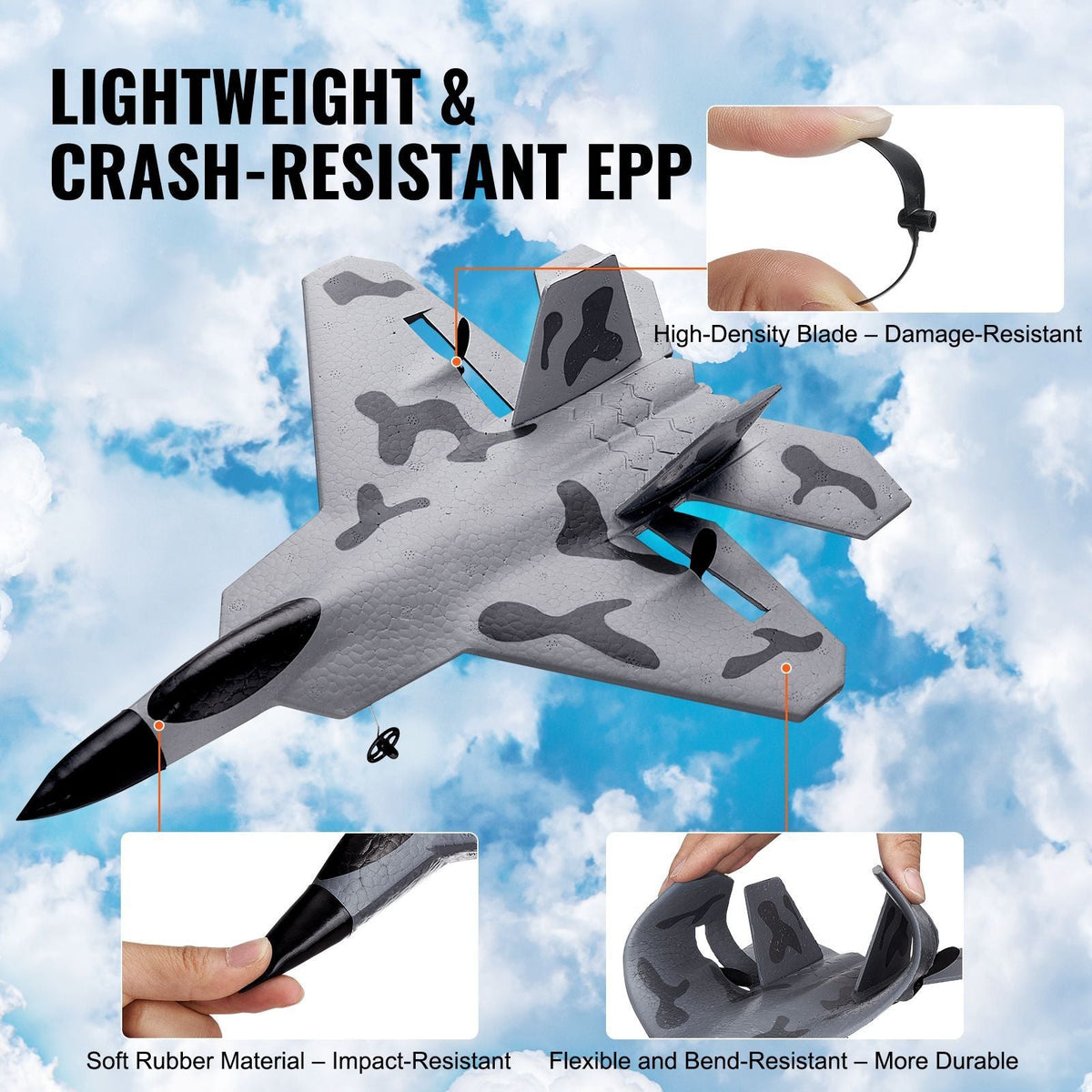 RC Plane, 2.4GHZ 2 Channel Remote Control Airplane with 6-Axis Gyro Stabilizer, Ready to Fly Fighter Aircraft Plane Toy with 2 Batteries, Easy to Fly RC Glider for Adults Kids Beginners Boys