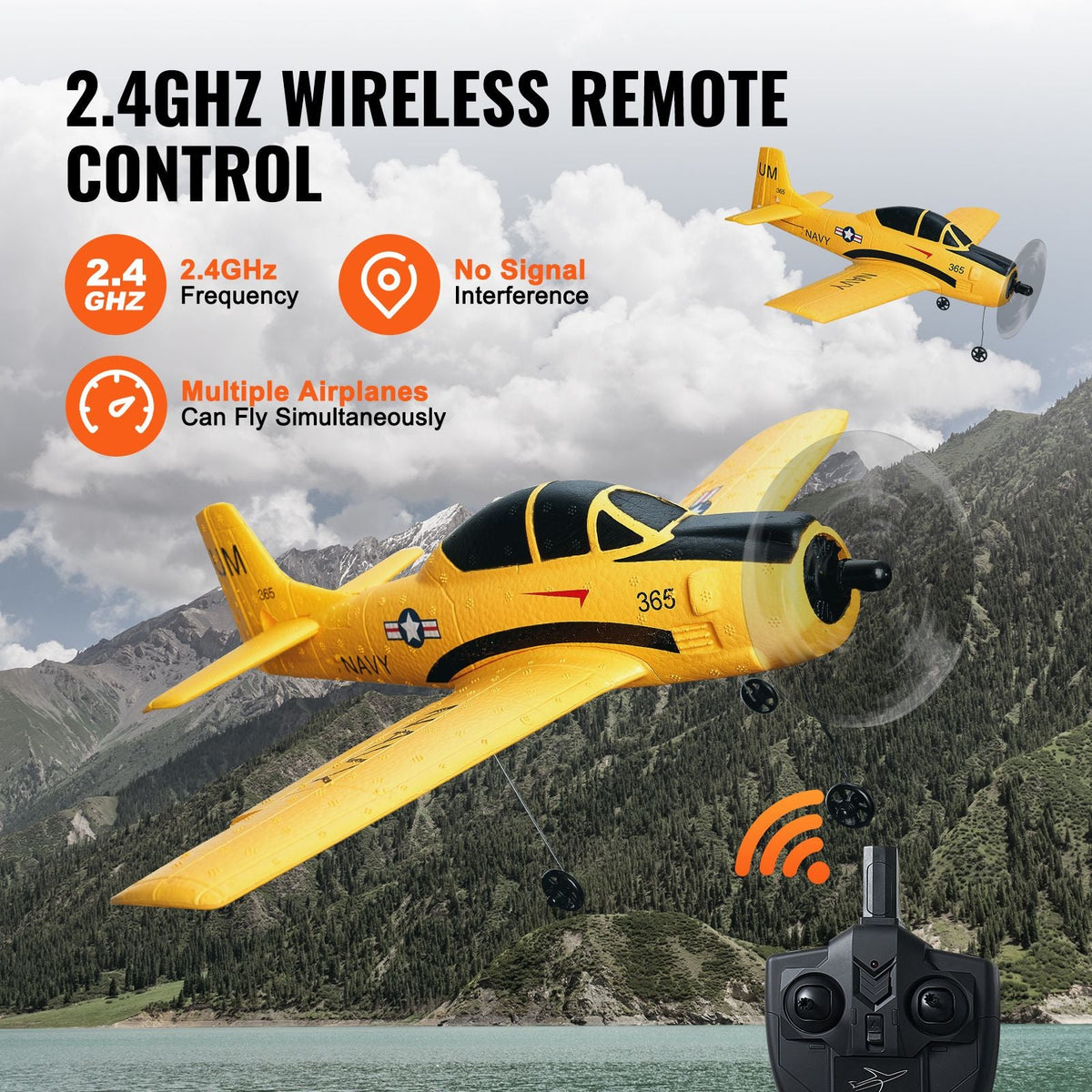 RC Plane, 2.4GHZ 4 Channel Remote Control Airplane with 6-Axis Gyro Stabilizer, Ready to Fly Trainer Aircraft Plane Toy with 2 Batteries, Easy to Fly RC Glider for Adults Kids Beginners Boys