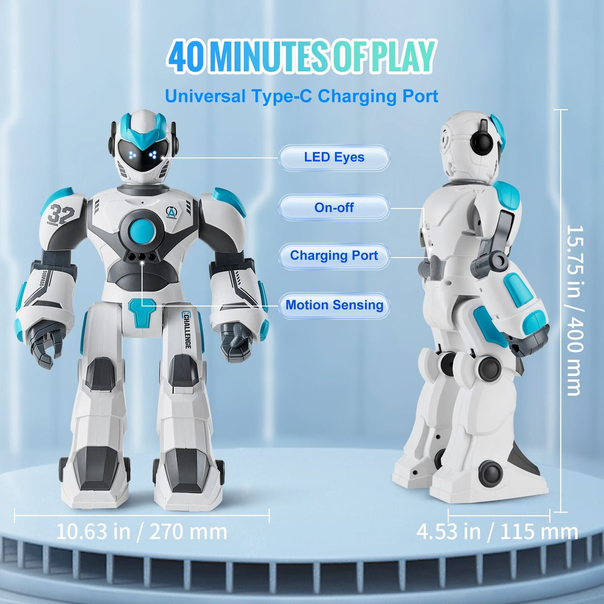 RC Robot Toys for Kids, 2.4GHz Gesture Sensing Programmable Remote Control Smart Robot with Voice Control, Interactive Singing Dancing Robot for Age 6 7 8 10 12 Year Old Boys Girls Birthday Gift