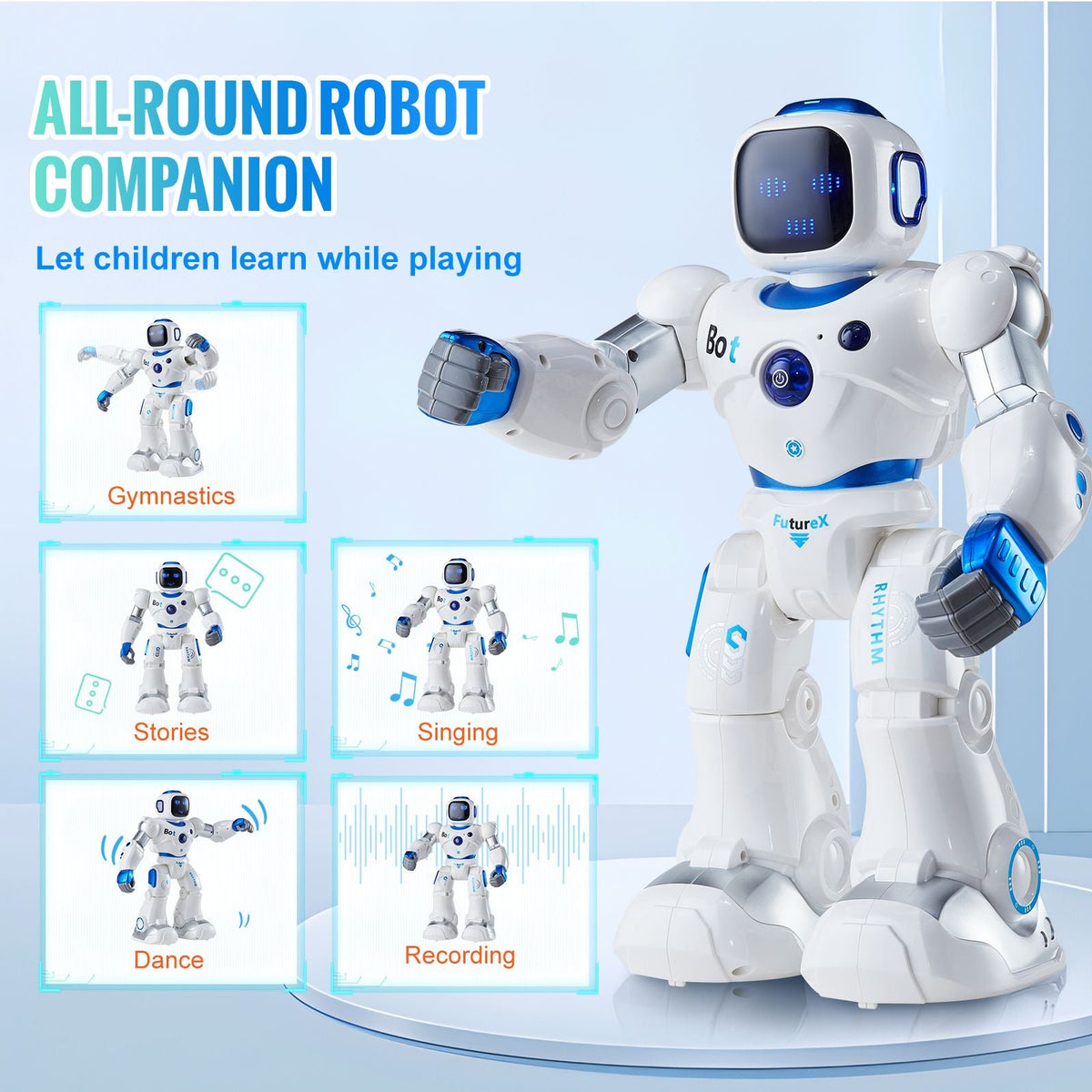 RC Robot Toys for Kids, 2.4GHz Programmable Remote Control Smart Robot with Touch, Voice & APP Control, Interactive Singing Dancing Robot for Age 3 4 5 6 7 8 10 Year Old Boys Girls Birthday Gift