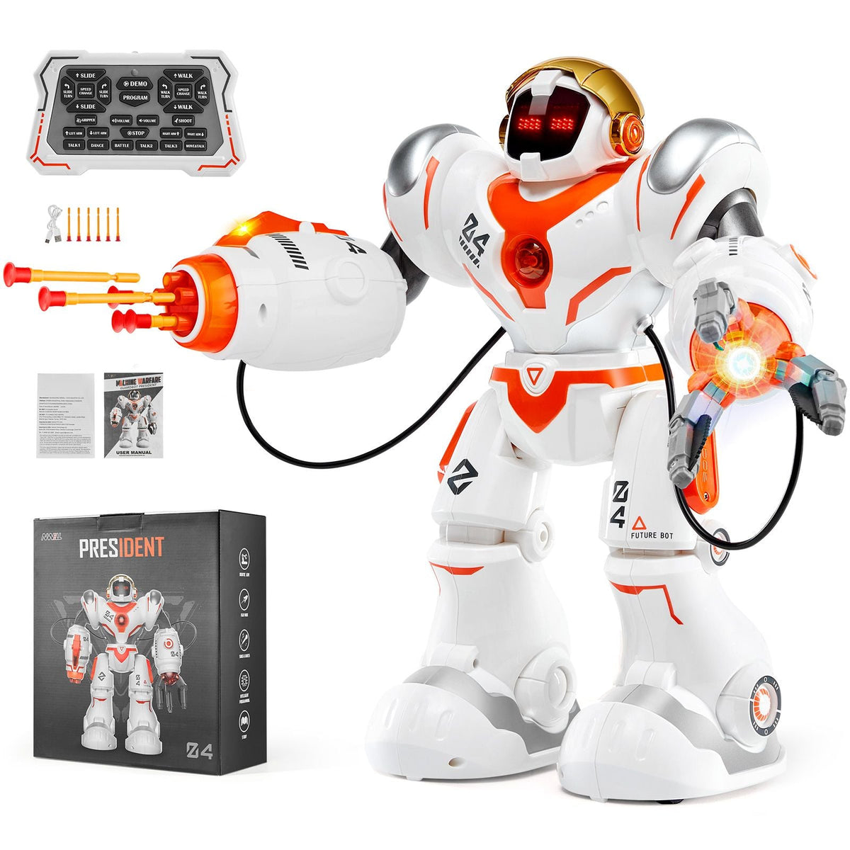 RC Robot Toys for Kids, Battle Mode Programmable Remote Control Smart Robot with Bullets, Interactive Walking Dancing Robot for Age 3 4 5 6 7 8 10 12 Year Old Boys Girls Birthday Gift Present