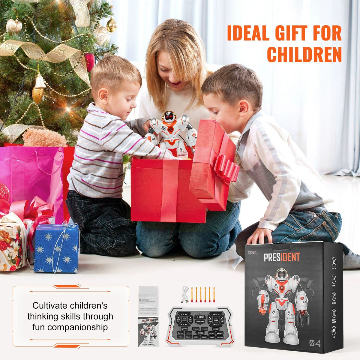 RC Robot Toys for Kids, Battle Mode Programmable Remote Control Smart Robot with Bullets, Interactive Walking Dancing Robot for Age 3 4 5 6 7 8 10 12 Year Old Boys Girls Birthday Gift Present