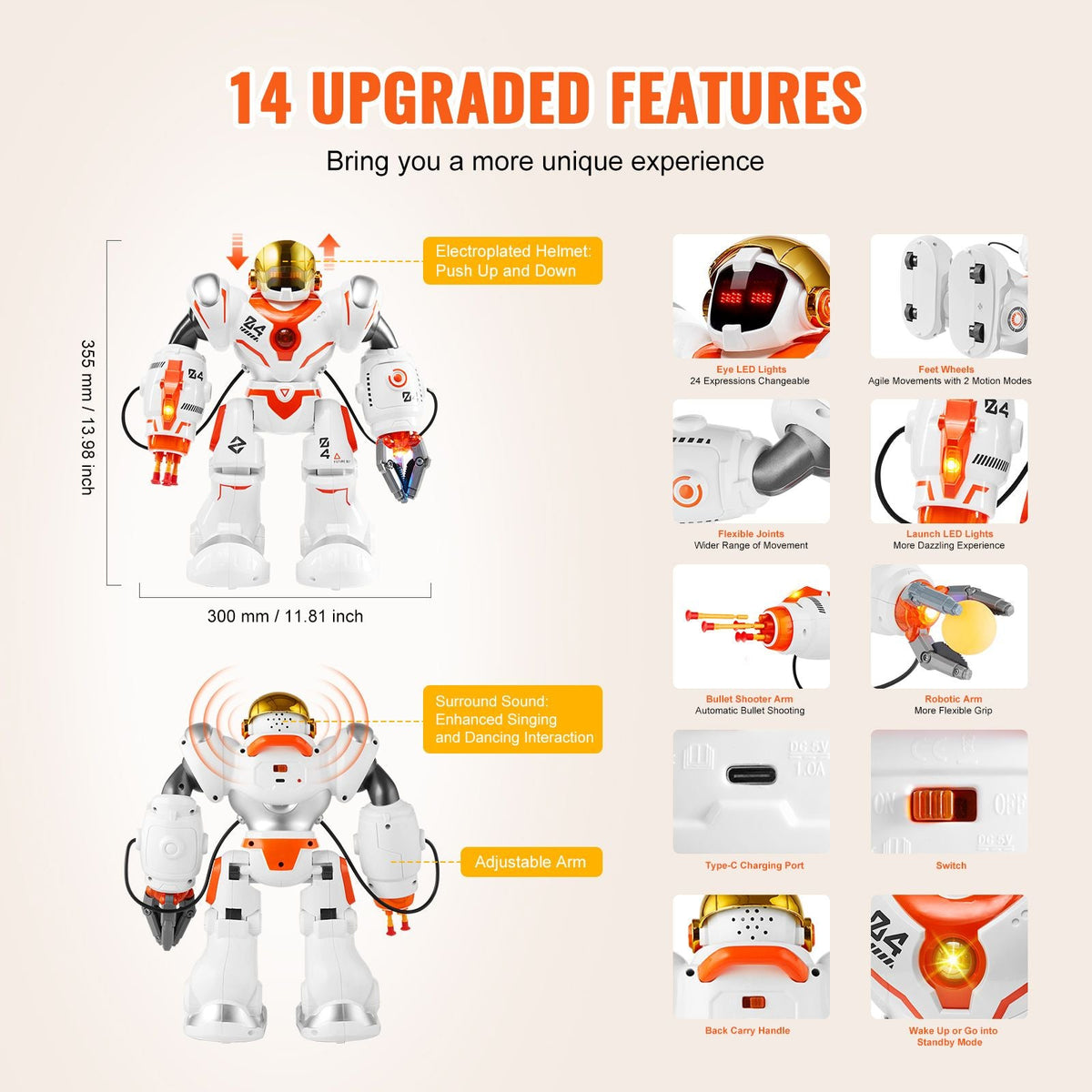 RC Robot Toys for Kids, Battle Mode Programmable Remote Control Smart Robot with Bullets, Interactive Walking Dancing Robot for Age 3 4 5 6 7 8 10 12 Year Old Boys Girls Birthday Gift Present